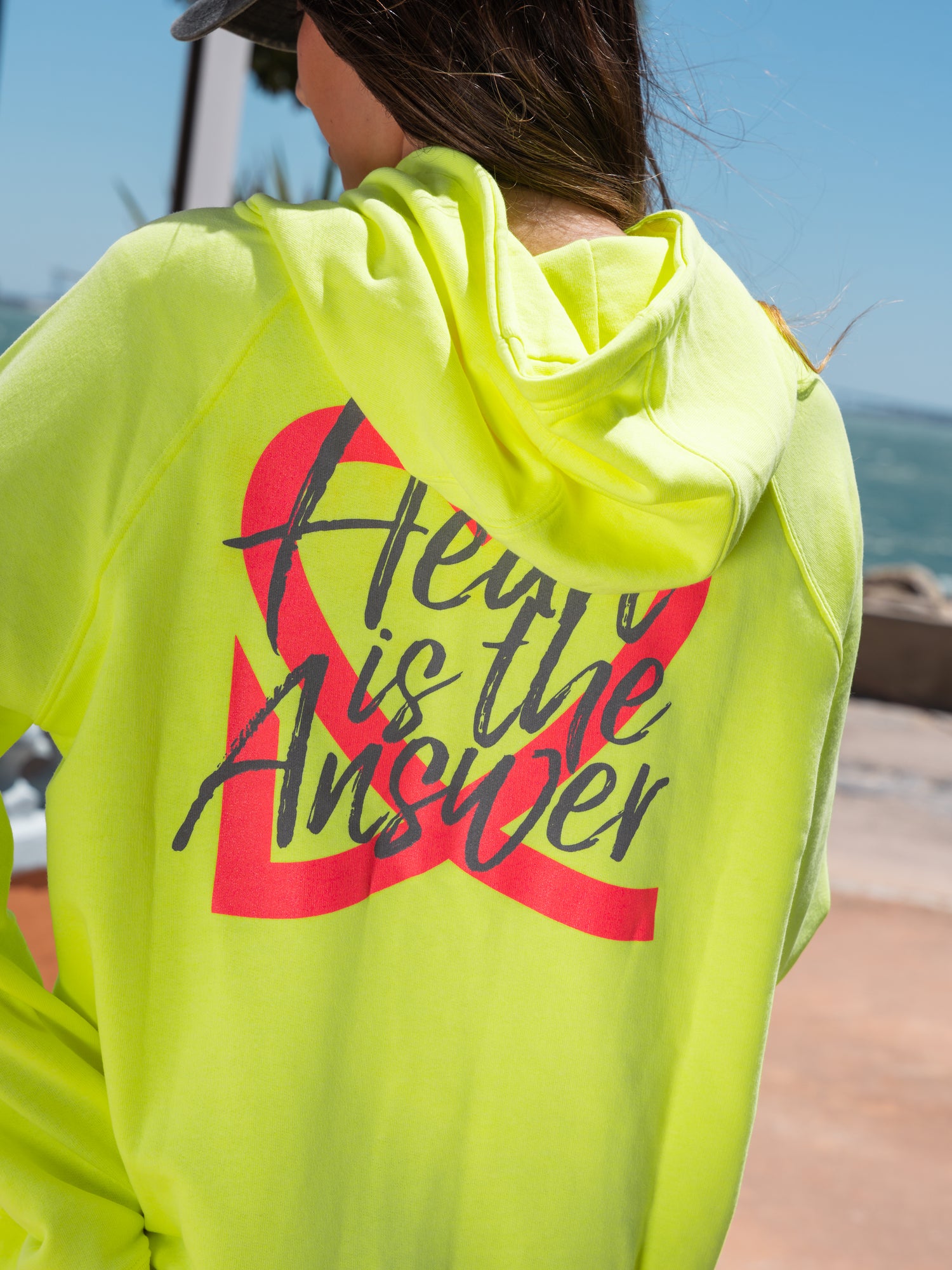 NEON YELLOW HEART HOODIE (SUMMER)