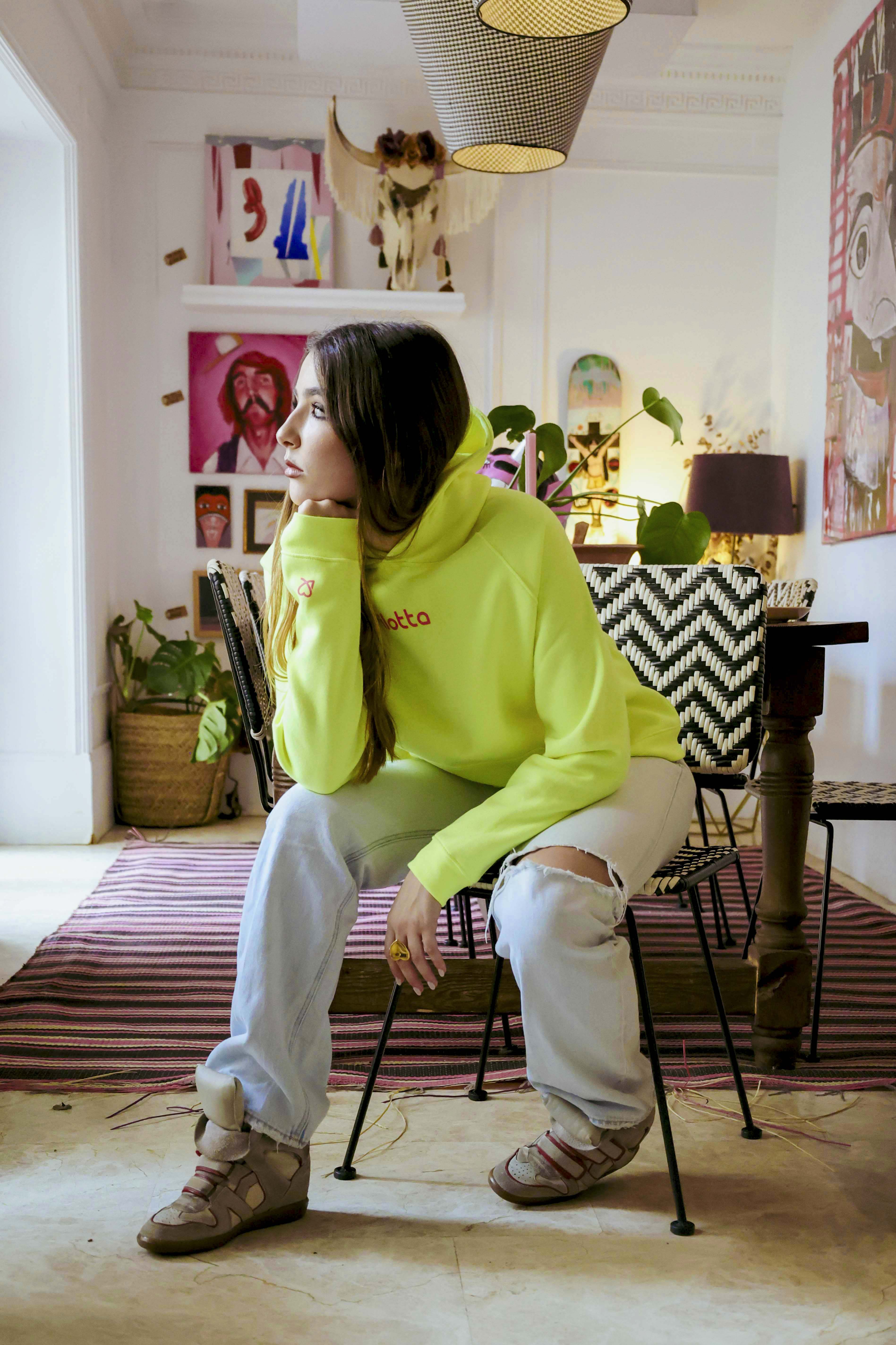 HOODIE HEART AMARILLA FLÚOR