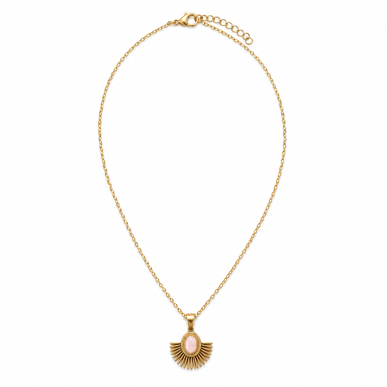 COLLAR ABANICO ROSA ACERO