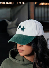 GORRA BICOLOR BEIGE / VERDE 2 ESTRELLAS