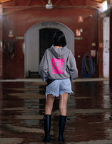 HOODIE ZIPPER MUSIC GRIS ROSA FLUOR