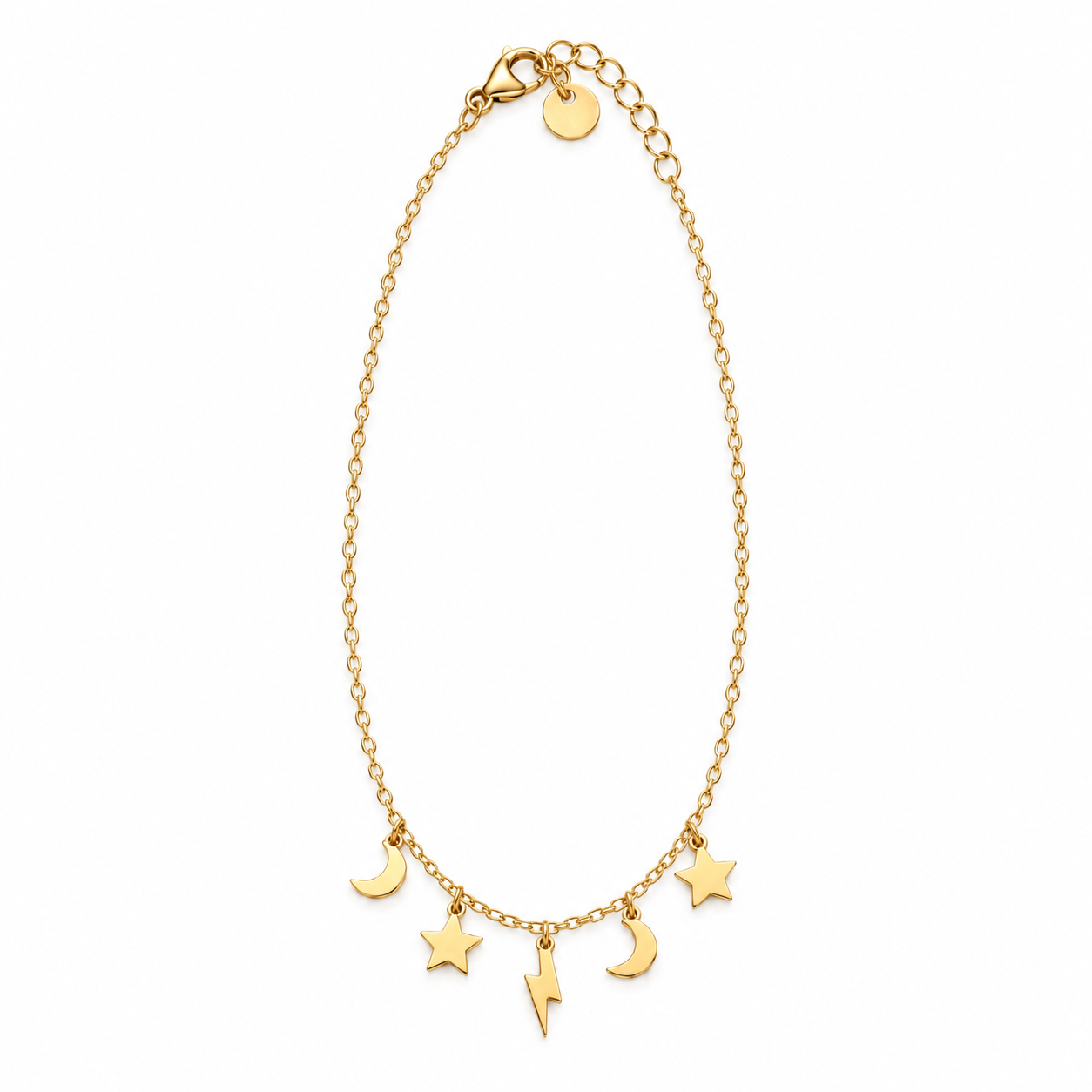 PULSERA ESTRELLA/RAYO/LUNA ORO ACERO
