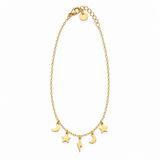 PULSERA ESTRELLA/RAYO/LUNA ORO ACERO
