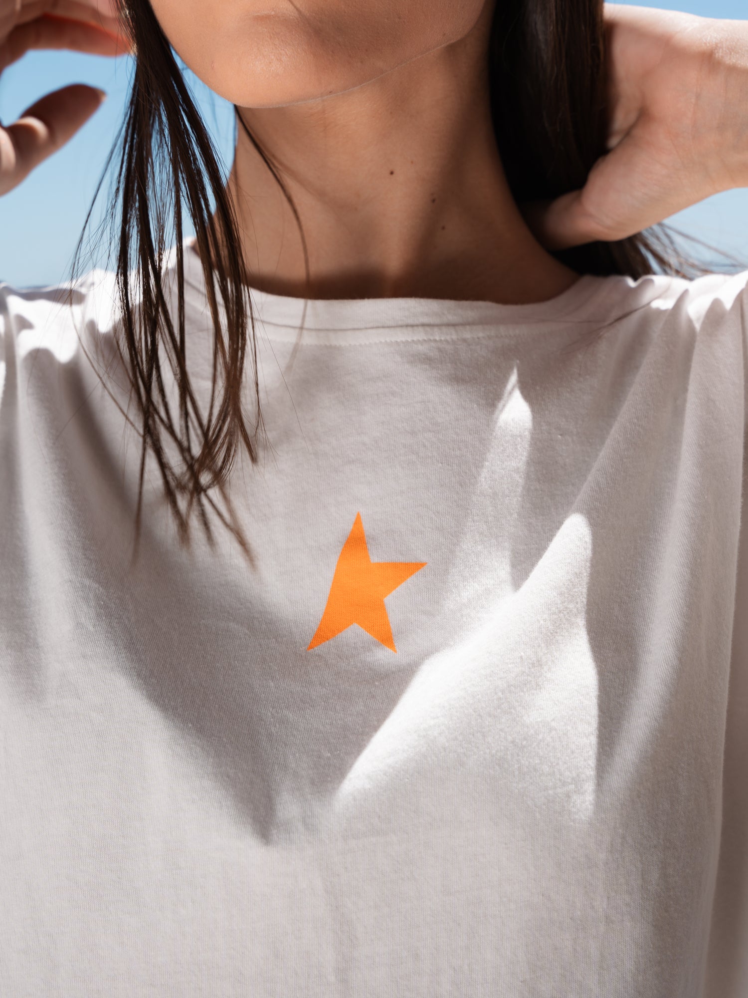 CAMISETA RILOTTA NARANJA FLÚOR BLANCA