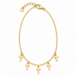PULSERA CRUCES ORO ACERO