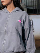 HOODIE ZIPPER MUSIC GRIS ROSA FLUOR