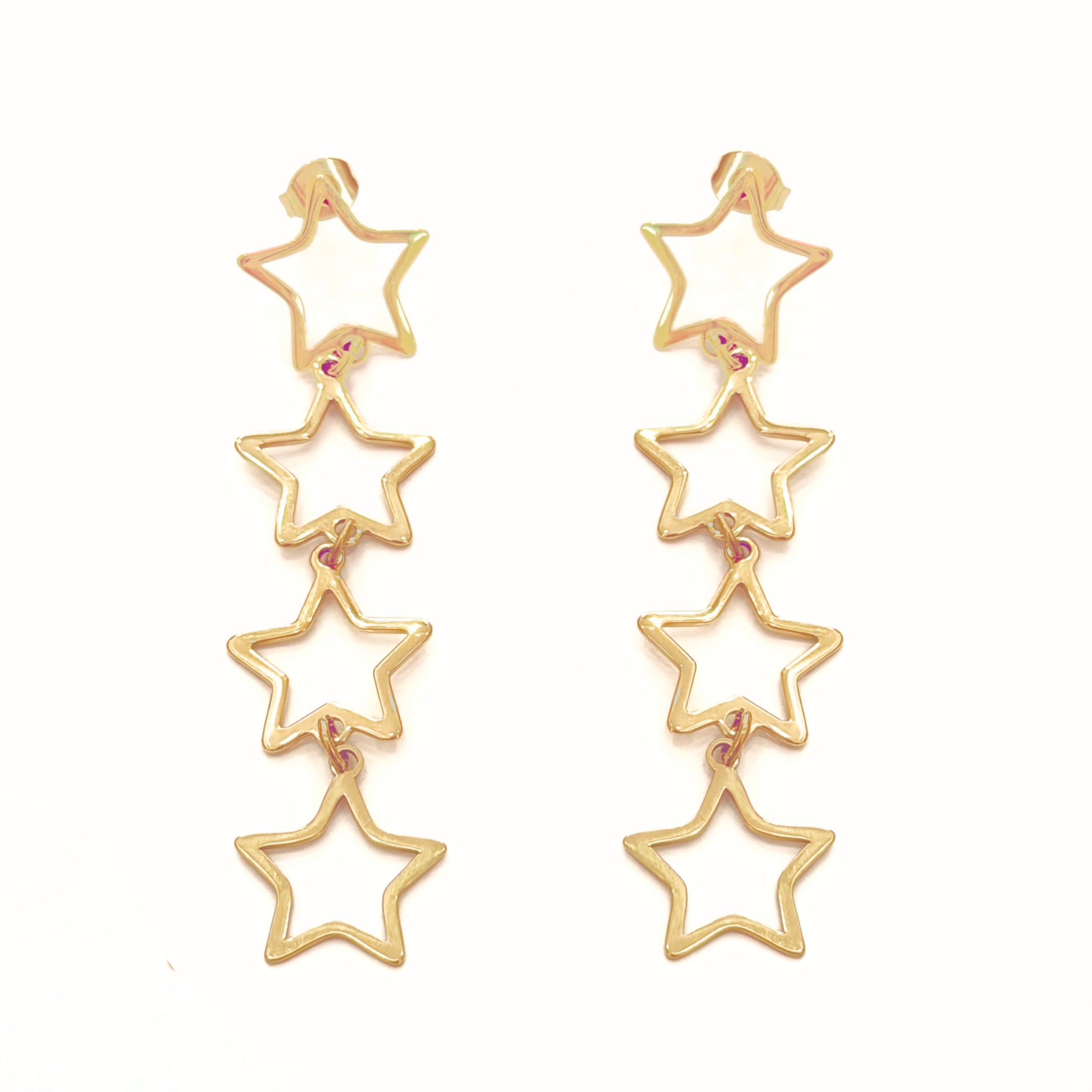 PENDIENTES X4 ESTRELLAS RELIEVE