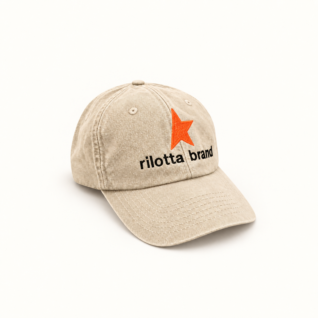 GORRA BEIGE MEDIA ESTRELLA NARANJA FLUOR