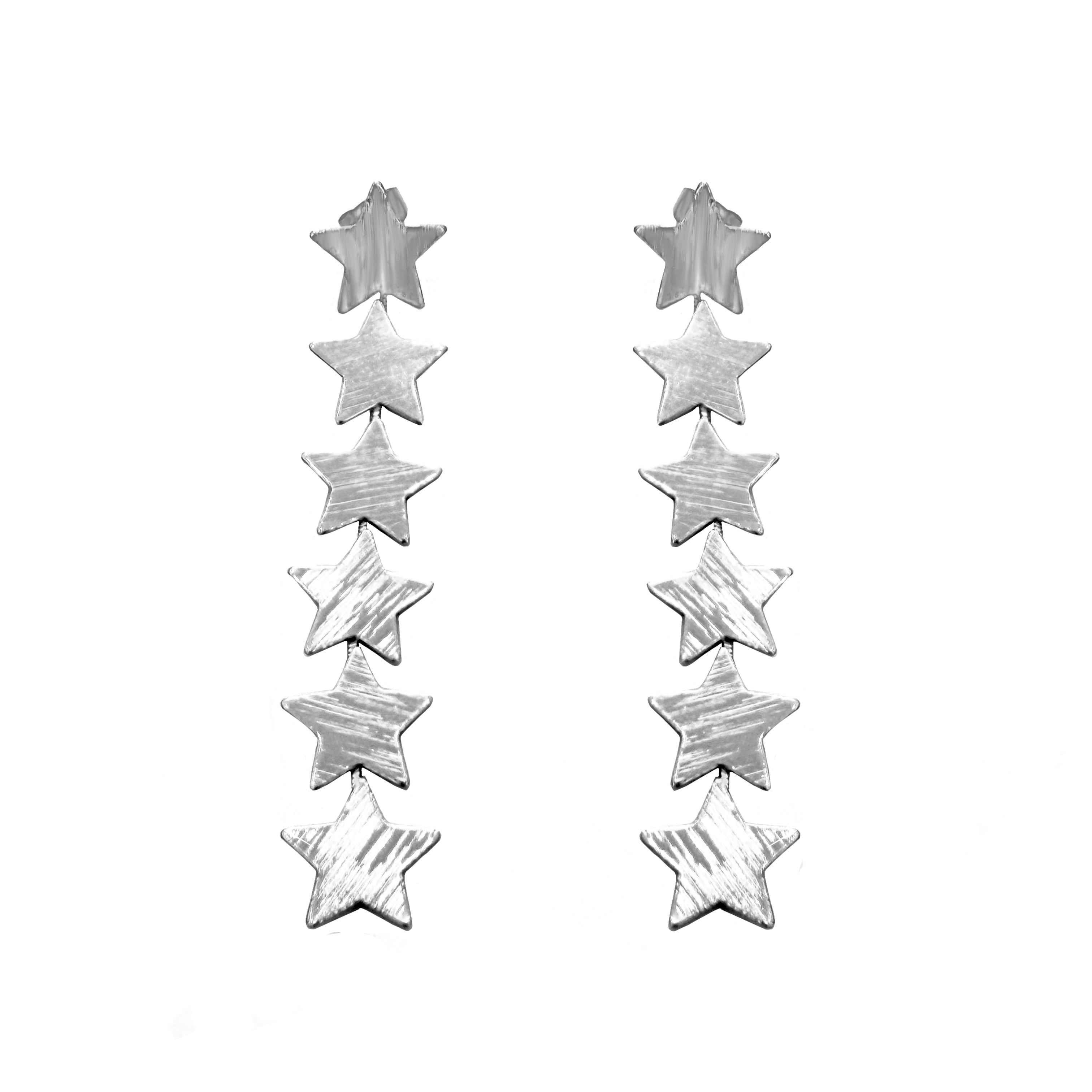 PENDIENTES ALARGADOS X6 ESTRELLAS RUGOSAS