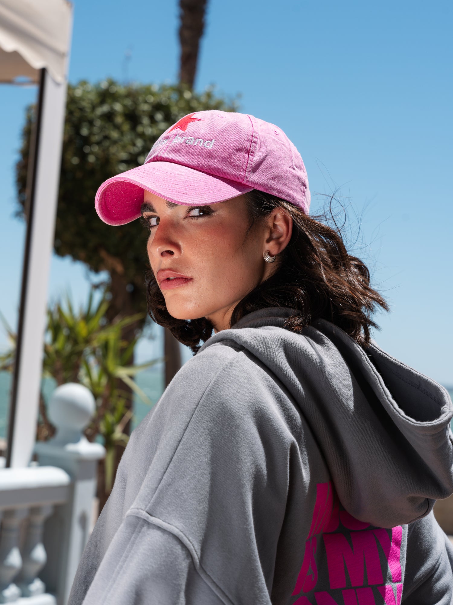 HOODIE ZIPPER MUSIC GRIS ROSA FLUOR