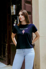 CAMISETA RAYO LEOPARDO Y TACHAS NEGRA