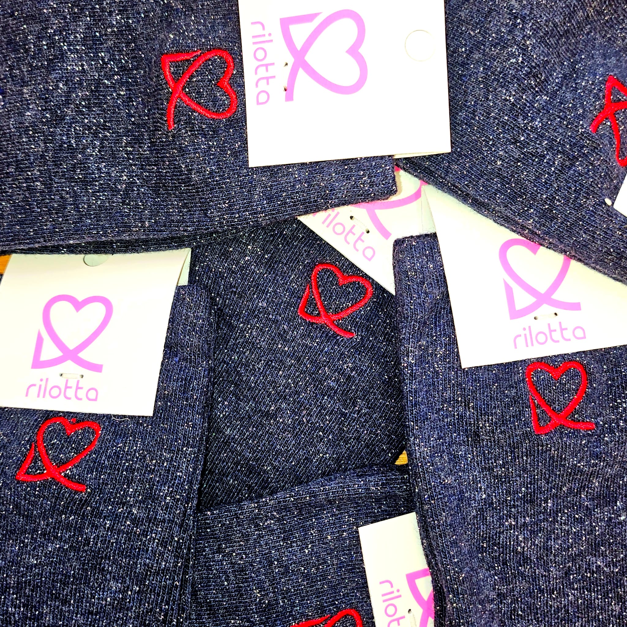 CALCETÍN BRILLO AZUL ❤️ ROJO