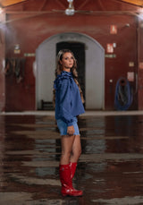 BLUSA STELLA CUADROS MINI AZUL