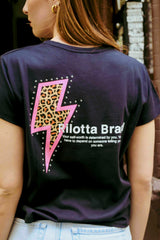 CAMISETA RAYO LEOPARDO Y TACHAS NEGRA
