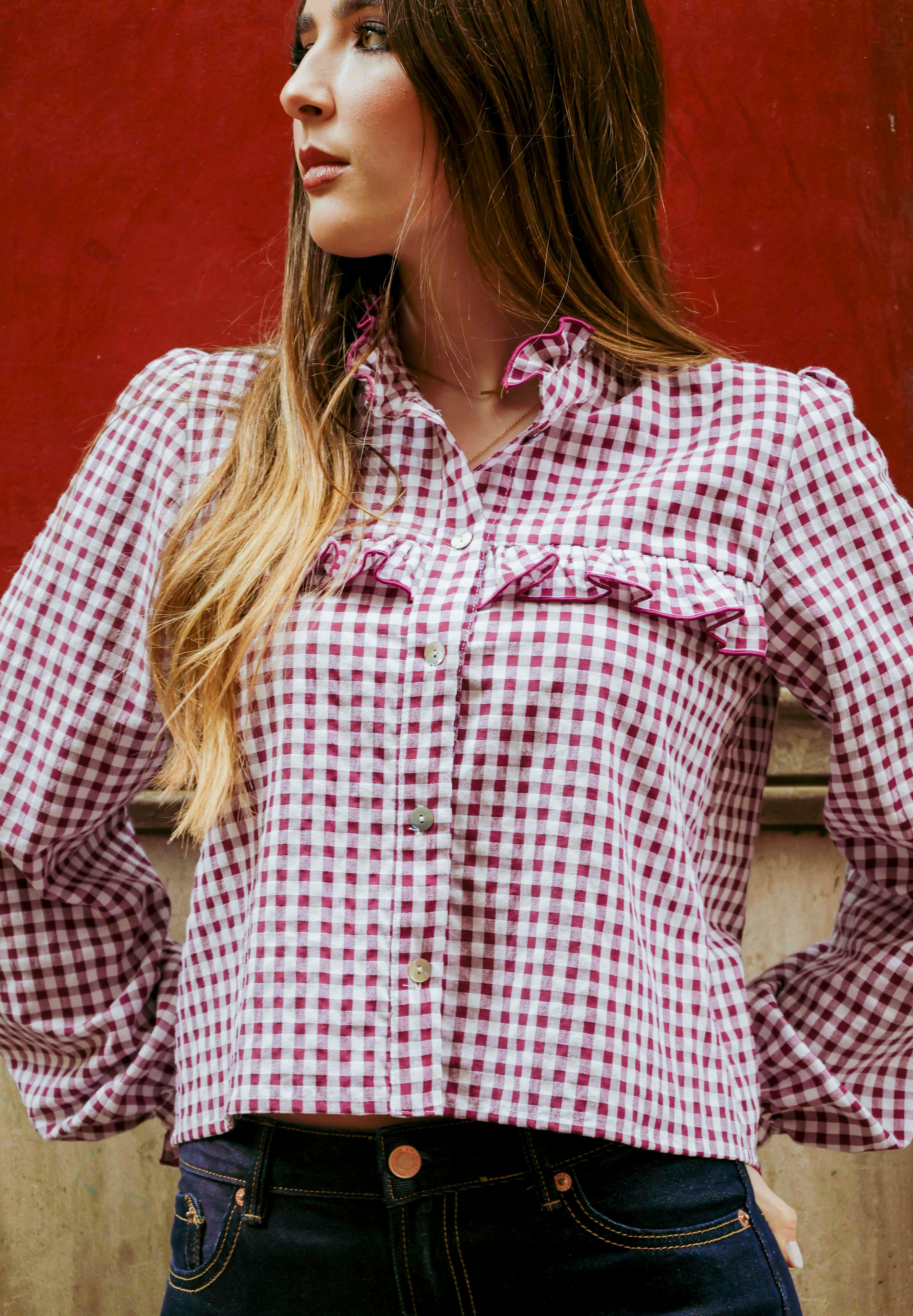 BLUSA FILIPPA VICHY VINO