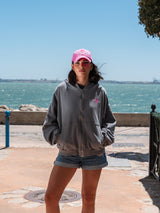 HOODIE ZIPPER MUSIC GRIS ROSA FLUOR