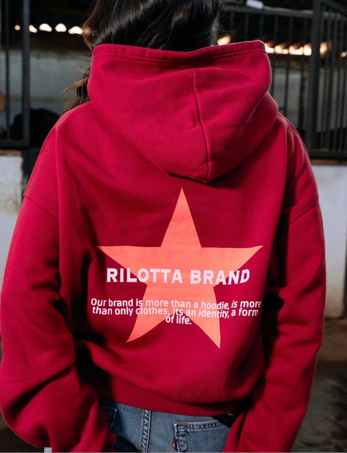 HOODIE VELVET STAR VINO Y NARANJA FLUOR