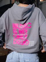 HOODIE ZIPPER MUSIC GRIS ROSA FLUOR