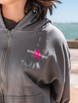 HOODIE ZIPPER MUSIC GRIS ROSA FLUOR