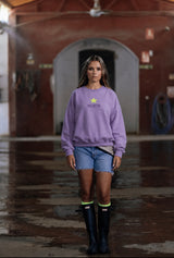 SUDADERA STAR GLITTER MALVA CON AMARILLO FLUOR