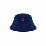 NAVY CORDUROY CAP FLUORESCENT PINK LOGO