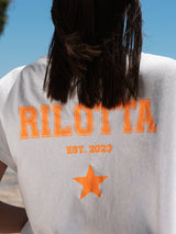 CAMISETA RILOTTA NARANJA FLÚOR BLANCA