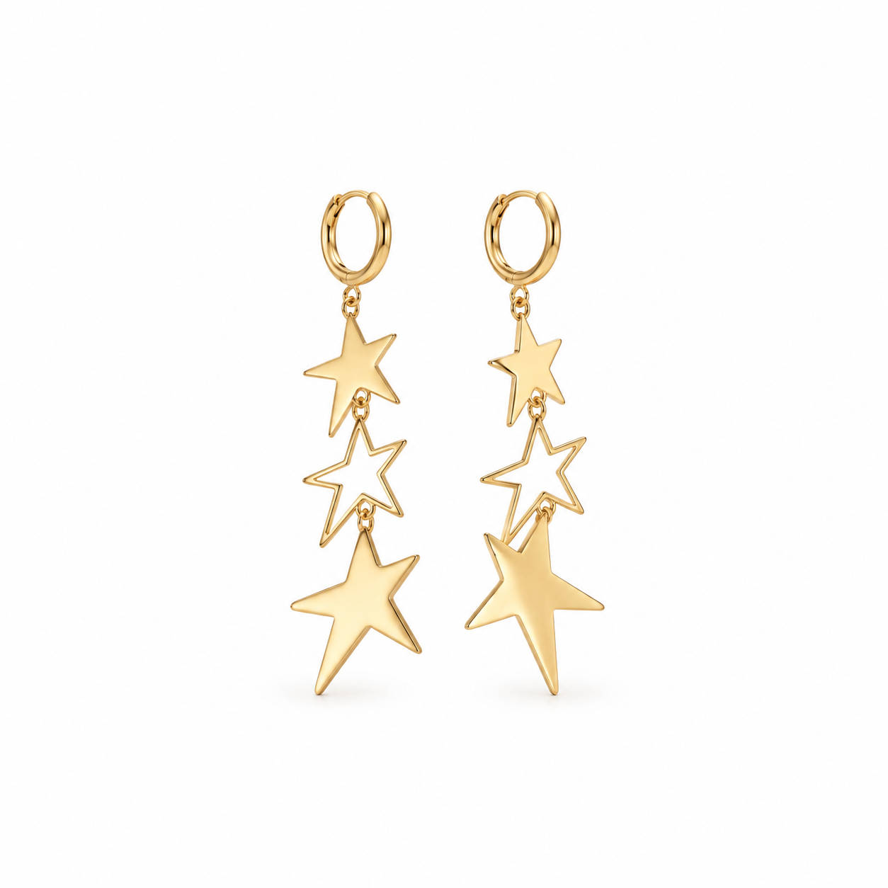 PENDIENTES TRIPLE STAR GOLD