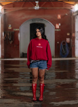 HOODIE VELVET STAR VINO Y NARANJA FLUOR