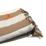 TOALLA PLAYA XXL BEIGE CON LOGO NARANJA FLUOR