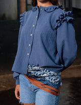BLUSA STELLA CUADROS MINI AZUL