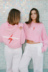 HOODIE ROSA BETTER TOGETHER LOGO ROJO