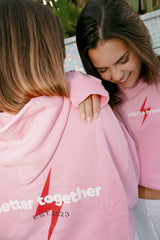 HOODIE ROSA BETTER TOGETHER LOGO ROJO