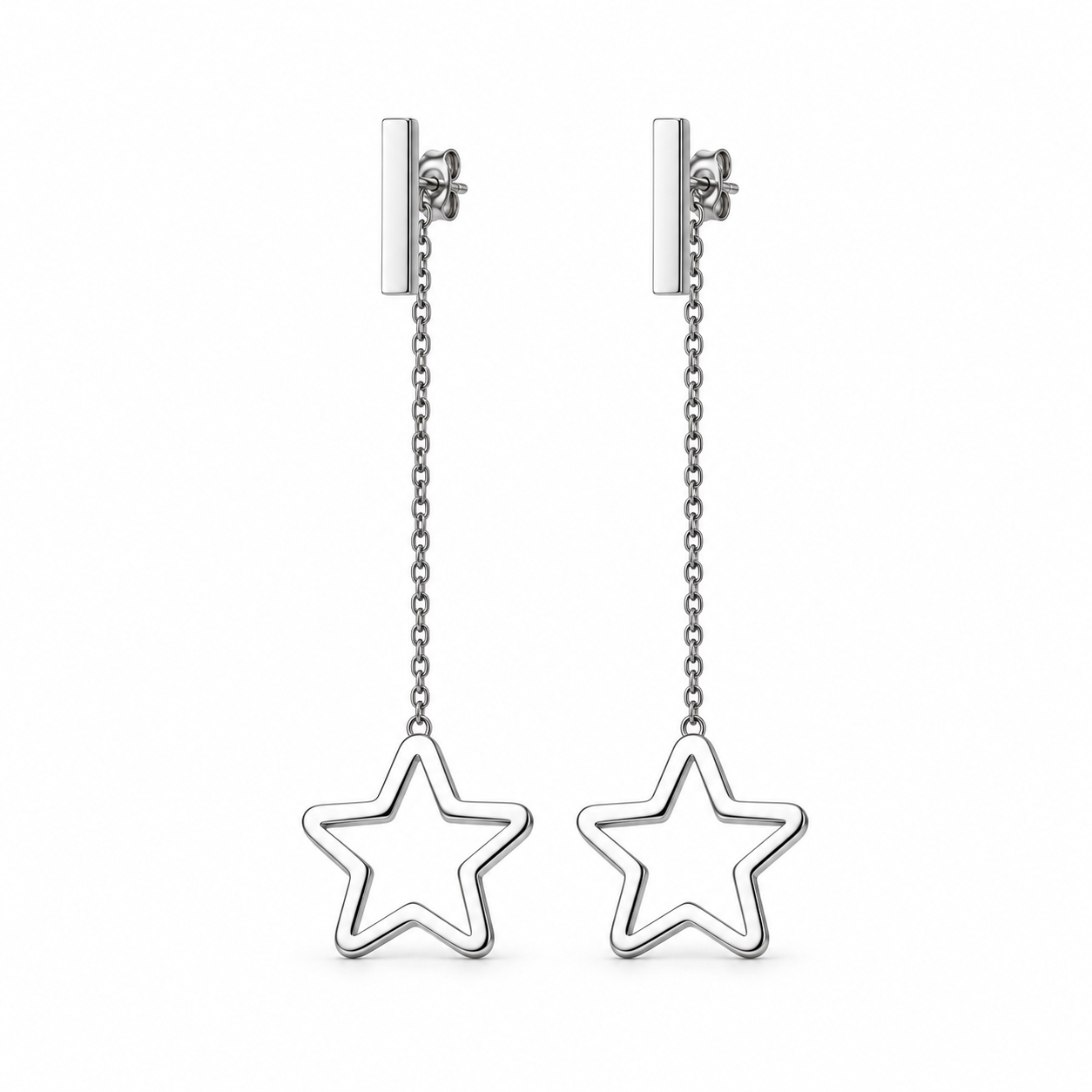 PENDIENTES STAR CHAIN SILVER