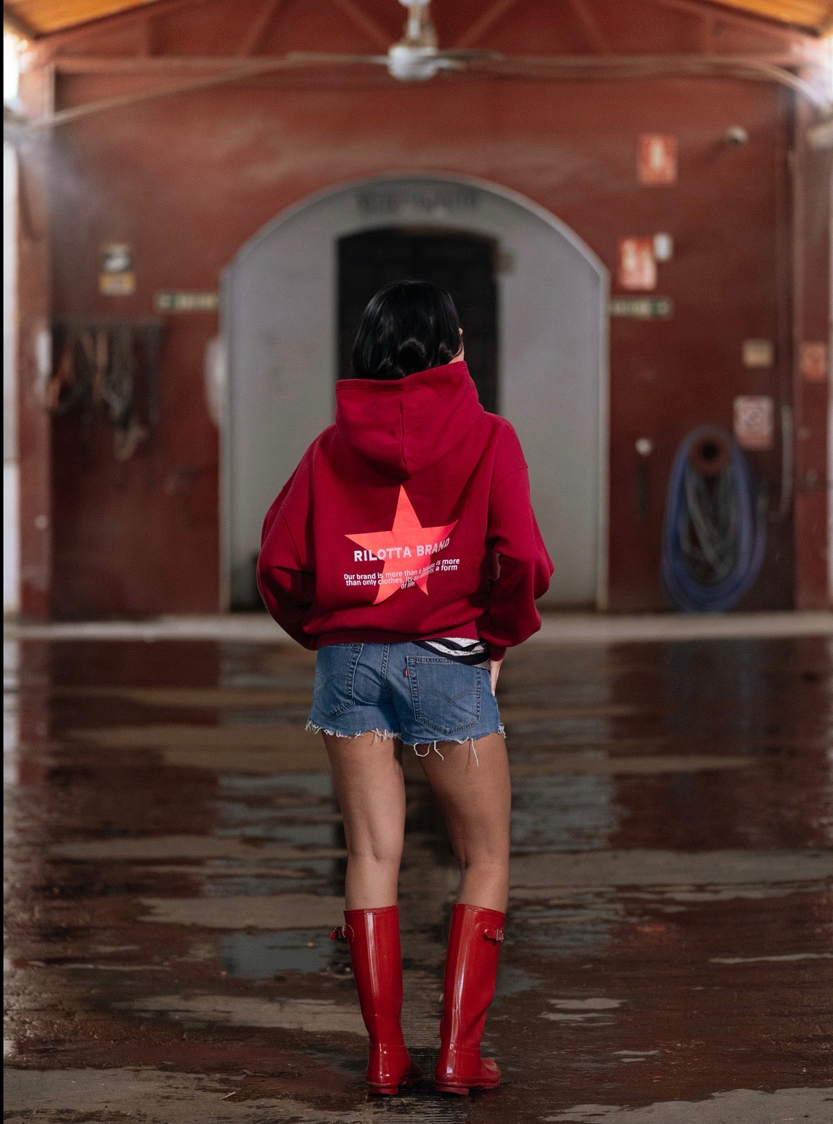 HOODIE VELVET STAR VINO Y NARANJA FLUOR