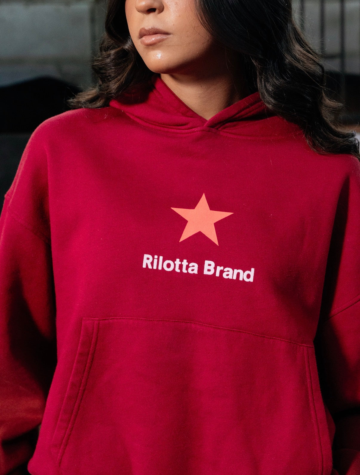 HOODIE VELVET STAR VINO Y NARANJA FLUOR