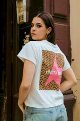 CAMISETA STAR LEOPARDO BLANCA