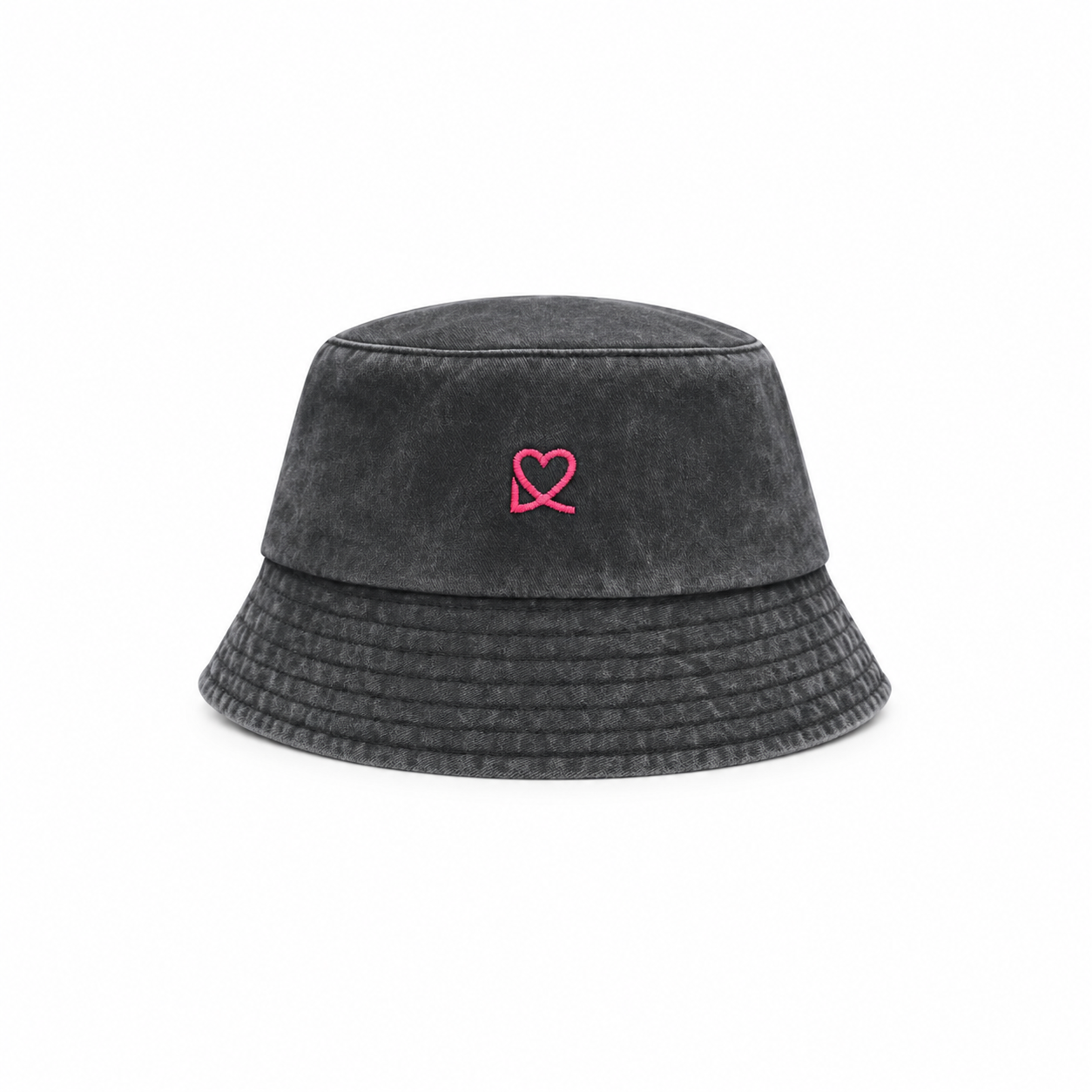 GORRO DENIM NEGRO LOGO ROSA FLÚOR