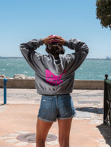 HOODIE ZIPPER MUSIC GRIS ROSA FLUOR