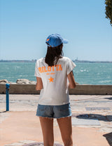 CAMISETA RILOTTA NARANJA FLÚOR BLANCA
