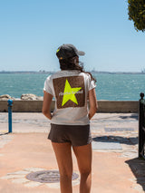 CAMISETA STAR LEOPARDO BLANCA  AMARILLO FLUOR