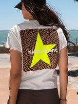 CAMISETA STAR LEOPARDO BLANCA  AMARILLO FLUOR