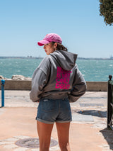 HOODIE ZIPPER MUSIC GRIS ROSA FLUOR