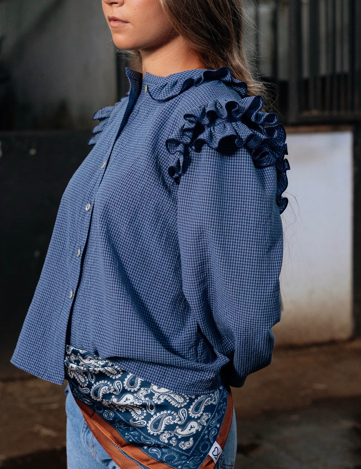 BLUSA STELLA CUADROS MINI AZUL