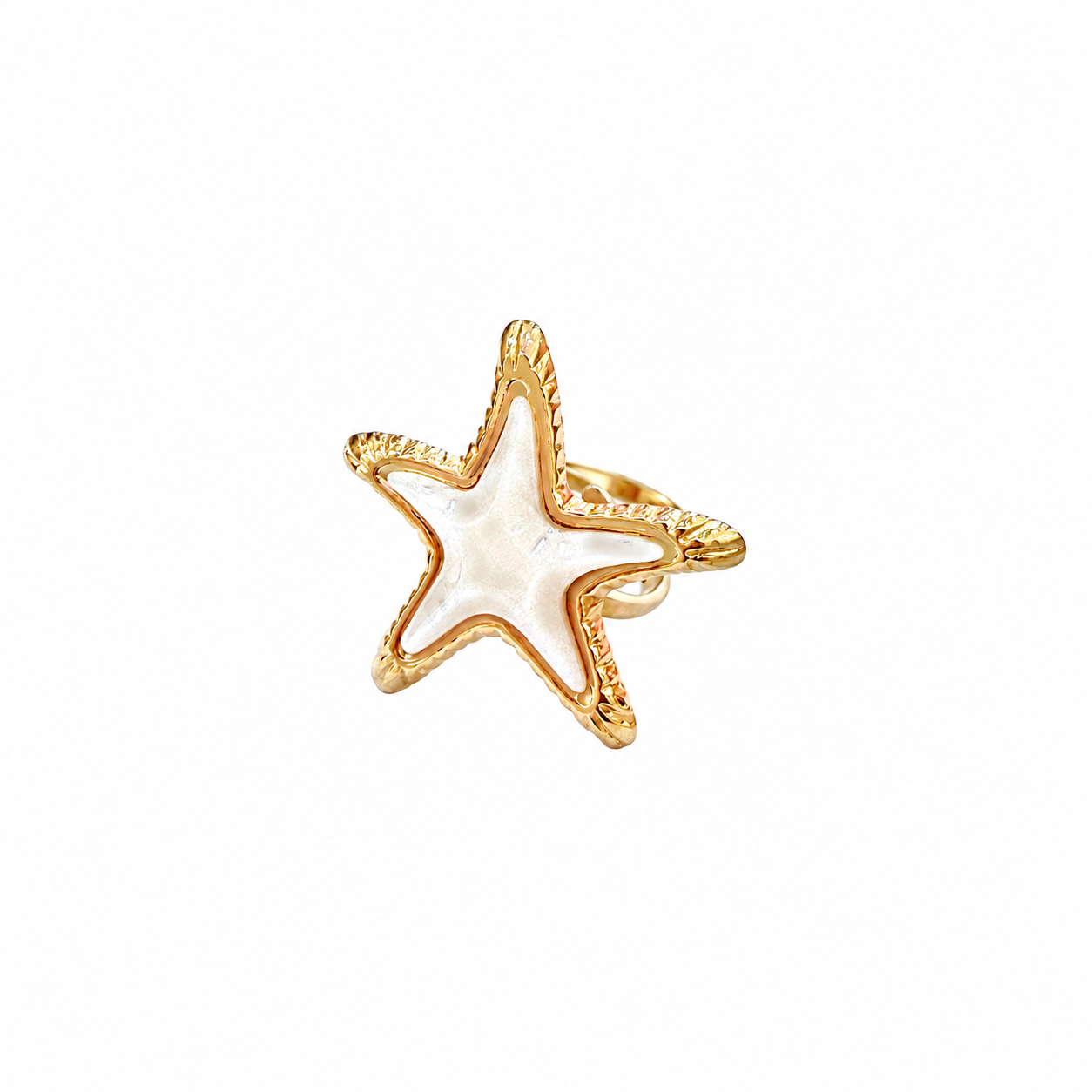 ANILLO ESTRELLA GRANDE PIEDRA BLANCA