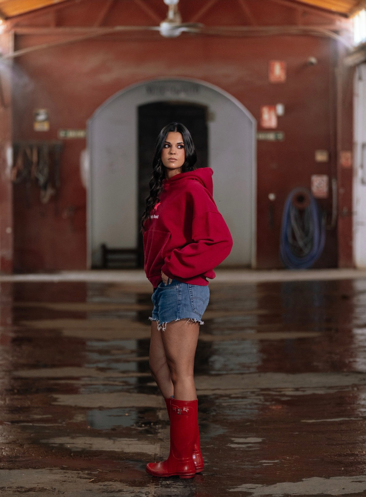HOODIE VELVET STAR VINO Y NARANJA FLUOR