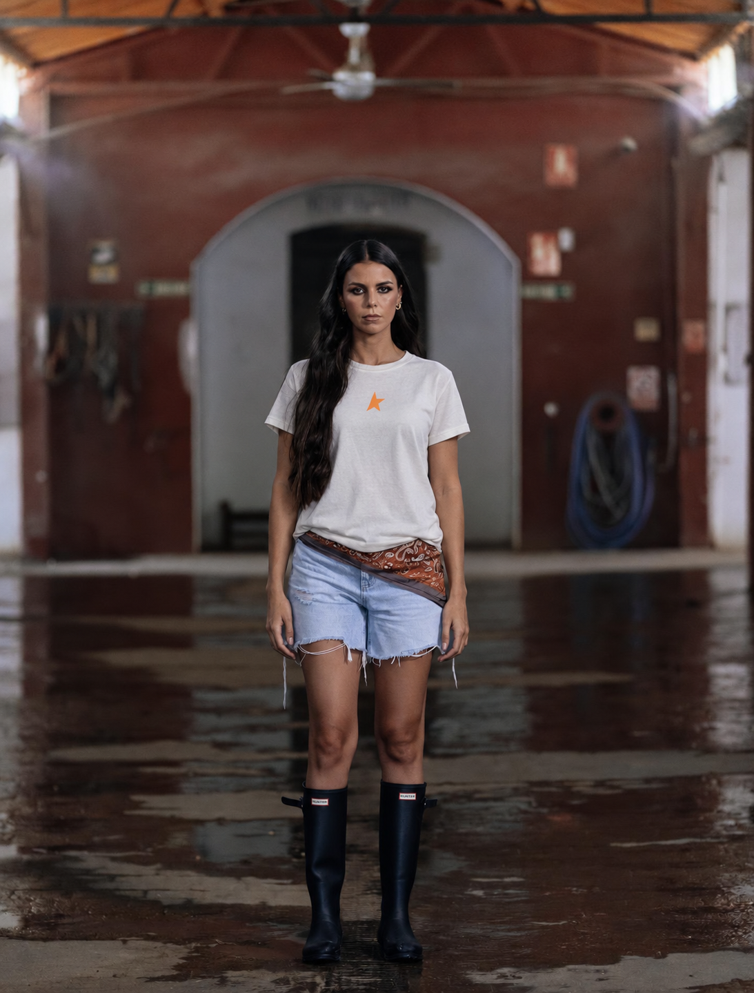 CAMISETA RILOTTA NARANJA FLÚOR BLANCA