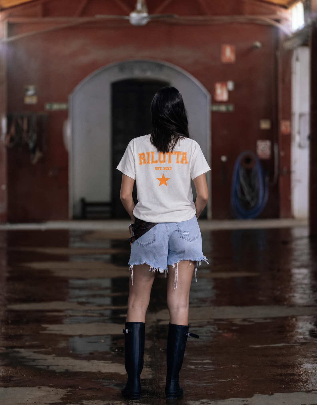 CAMISETA RILOTTA NARANJA FLÚOR BLANCA
