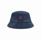 MÜTZE DENIM BLAU LOGO NEONPINK