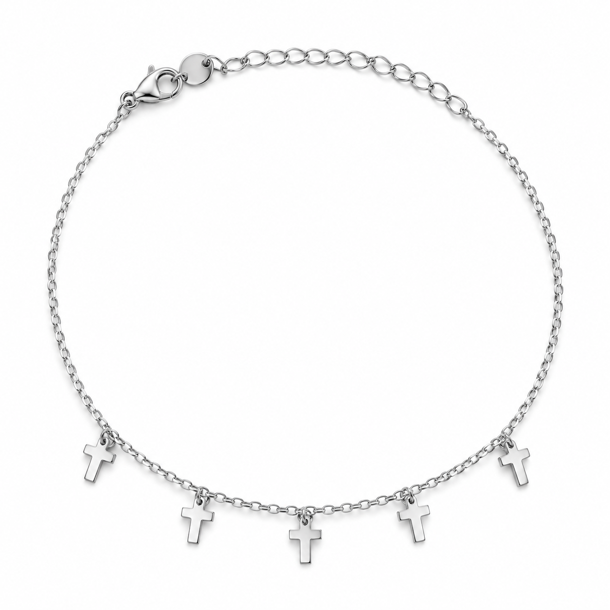 PULSERA CRUCES PLATA ACERO