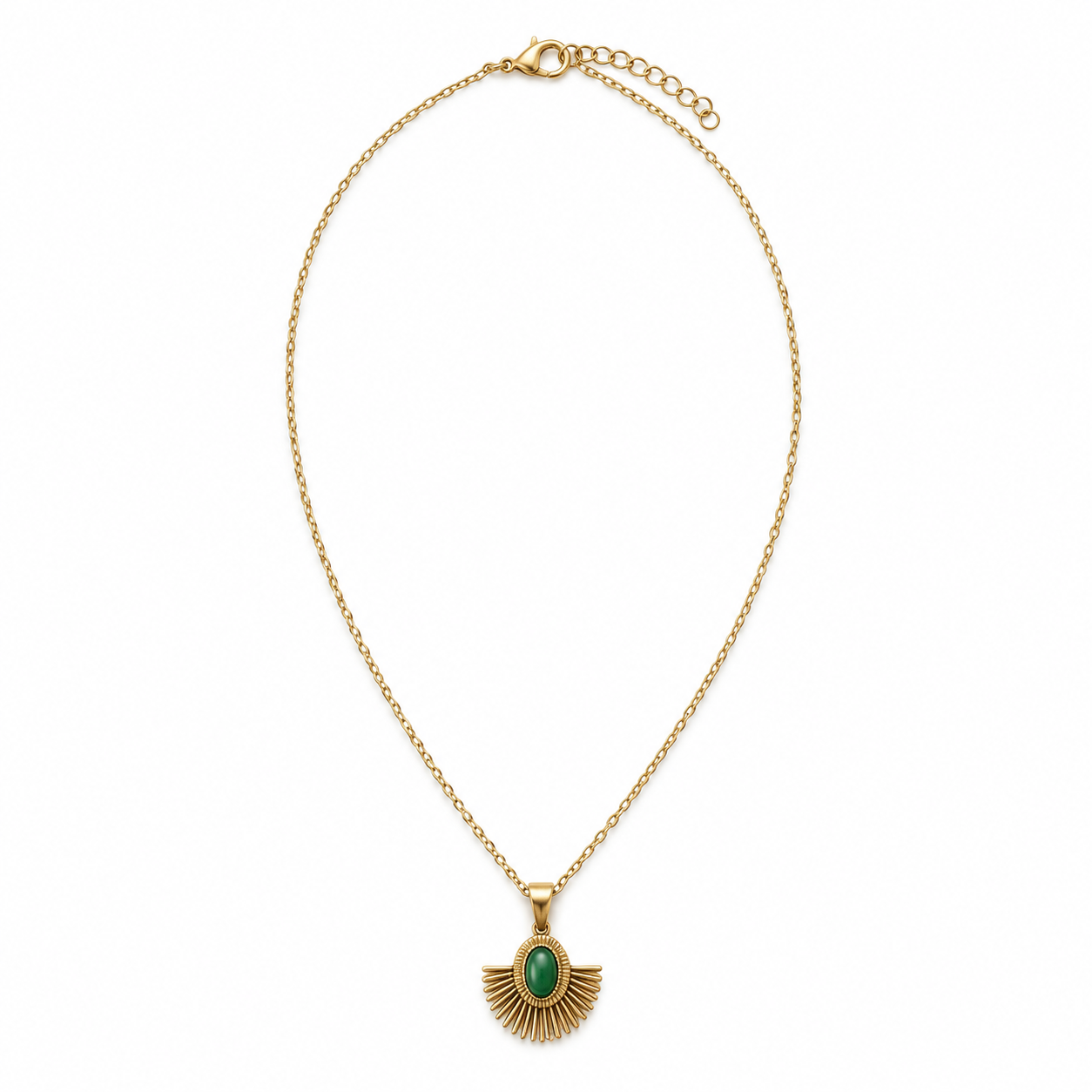 COLLAR ABANICO VERDE ACERO